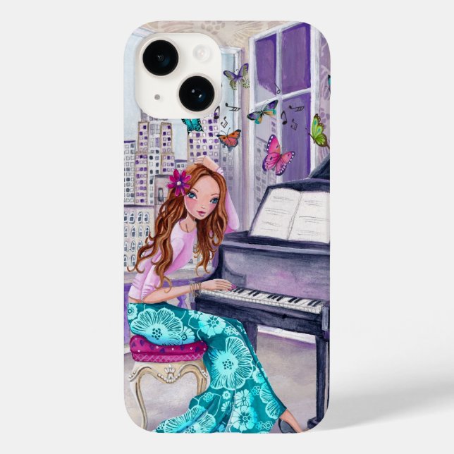 Piano Butterfly Music | Telefon 6 fodral (Baksida)