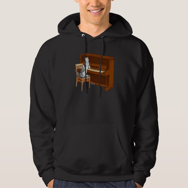 Piano Cat Piano Keyboard Meowsicians Hoodie (Framsida)
