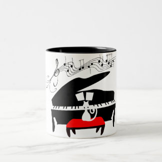 Piano cat Två-Tonad mugg