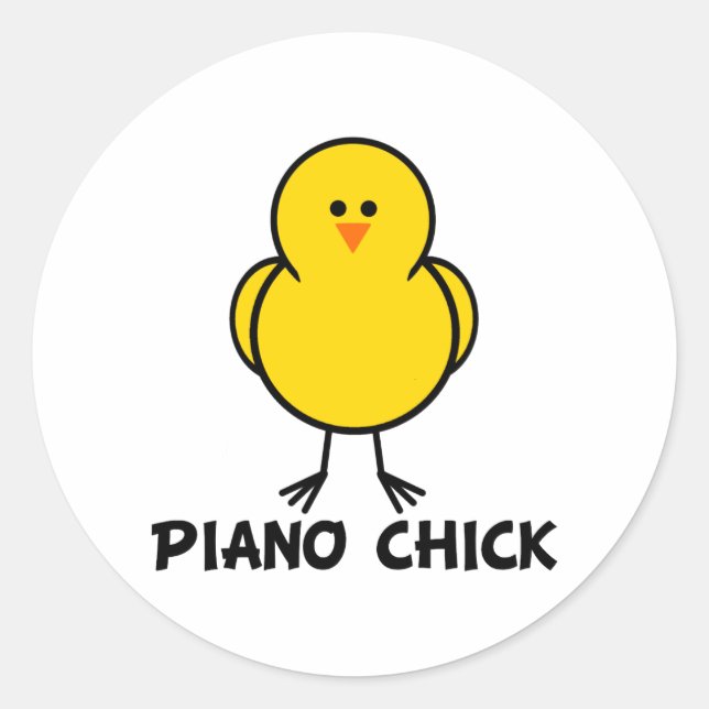 Piano Chick Runt Klistermärke (Framsida)