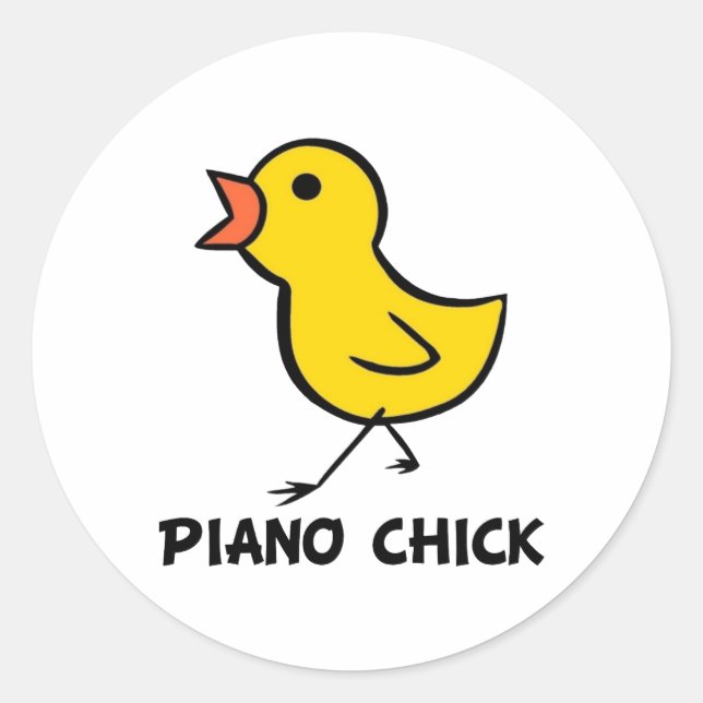 Piano Chick Runt Klistermärke (Framsida)