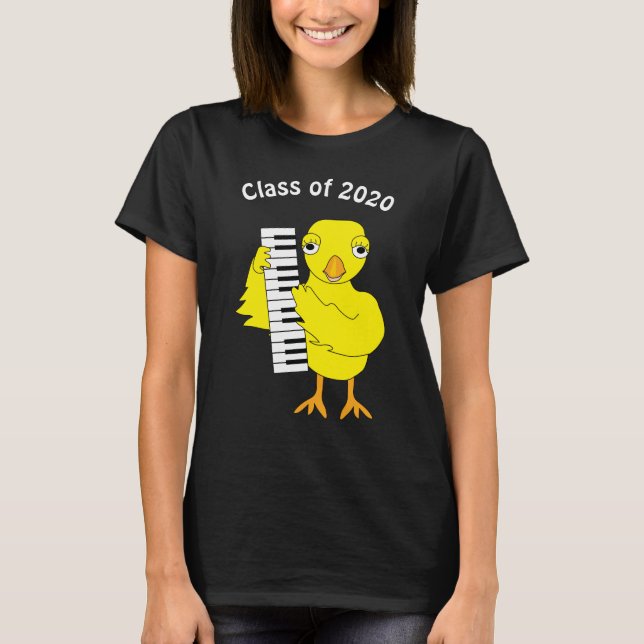 Piano Chick Studenten T Shirt (Framsida)