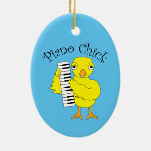 Piano Chick Text Julgransprydnad Keramik