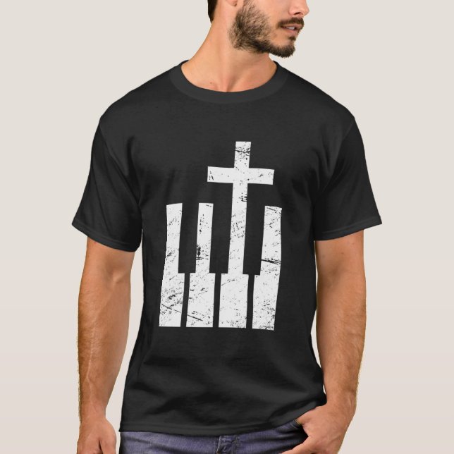 Piano Christian Music Piano Christian Music Grey S T Shirt (Framsida)