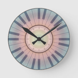 Piano Clock in Pastel Färg Rund Klocka
