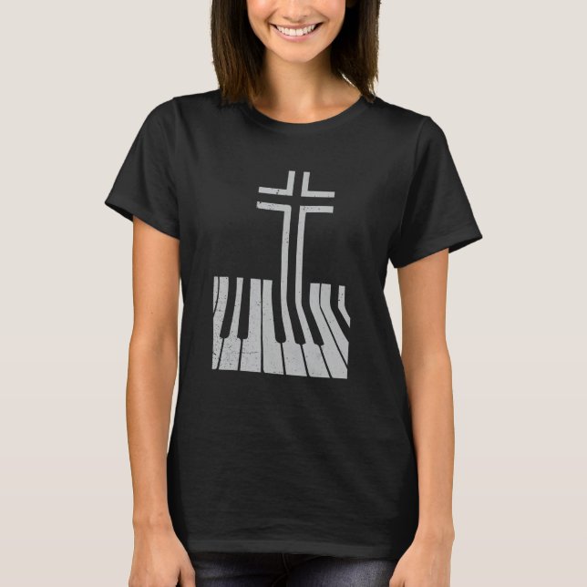 Piano Cross T Shirt (Framsida)