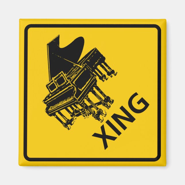 Piano Crossing Highway Sign Magnet (Framsidan)