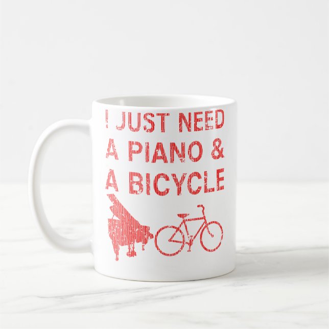 Piano Cykel 	 Cyklist Pianist Instrument Gi Kaffemugg (Vänster)