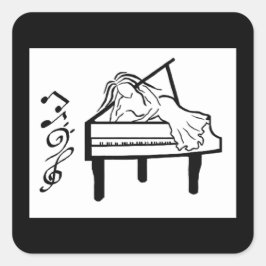 Piano Dam Fyrkantigt Klistermärke
