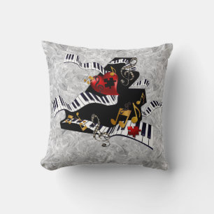 Piano Design Pillow Music Decor by Juleez Kudde
