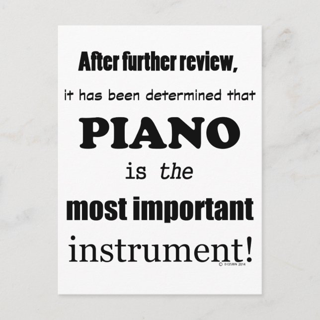 Piano - det viktigaste instrumentet vykort (Framsida)