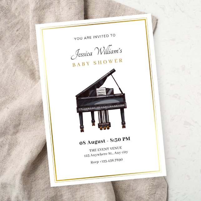 Piano elegant Babydusch Inbjudningar (Skapare uppladdad)