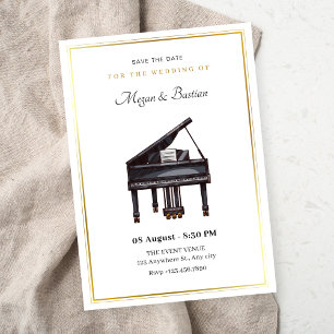 Piano elegant bröllop spara datumet