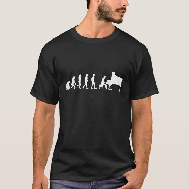 Piano Evolution Pianist Jazz Klassisk Musik Orkest T Shirt (Framsida)
