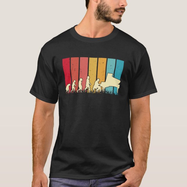 Piano Evolution Retro Piano Player Pianist  1 T Shirt (Framsida)