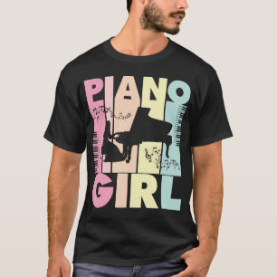 Piano Flicka Musikälskare Musiker Spelar Keyboard  T Shirt