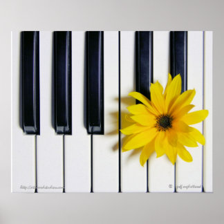 Piano Flower Poster