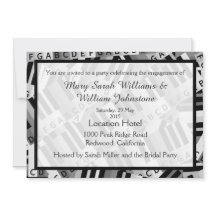 Piano Förlovningsfest Black and White-inbjudan