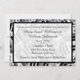 Piano Förlovningsfest Black and White-inbjudan Inbjudningar