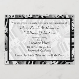 Piano Förlovningsfest Black and White-inbjudan Inbjudningar