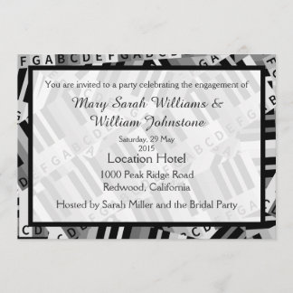 Piano Förlovningsfest Black and White-inbjudan Inbjudningar