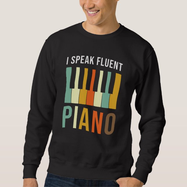 Piano Gift jag talar flytande Piano Say Lång Ärmad Tröja (Framsida)