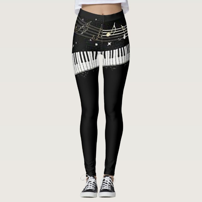 "Piano Girl" - allt-över-Print Leggings (Framsida)