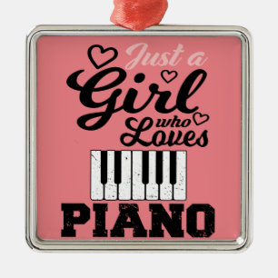 Piano Girl-julinbjudan Magnet Metall Orna Julgransprydnad Metall