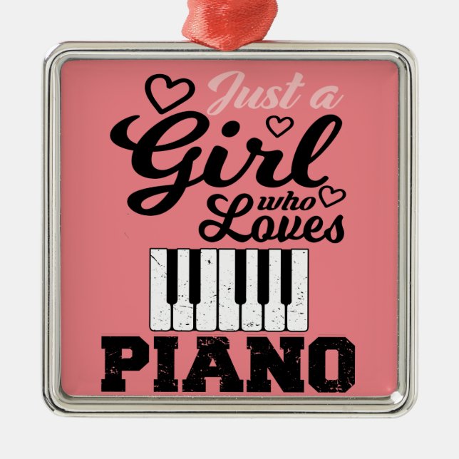 Piano Girl-julinbjudan Magnet Metall Orna Julgransprydnad Metall (Framsidan)