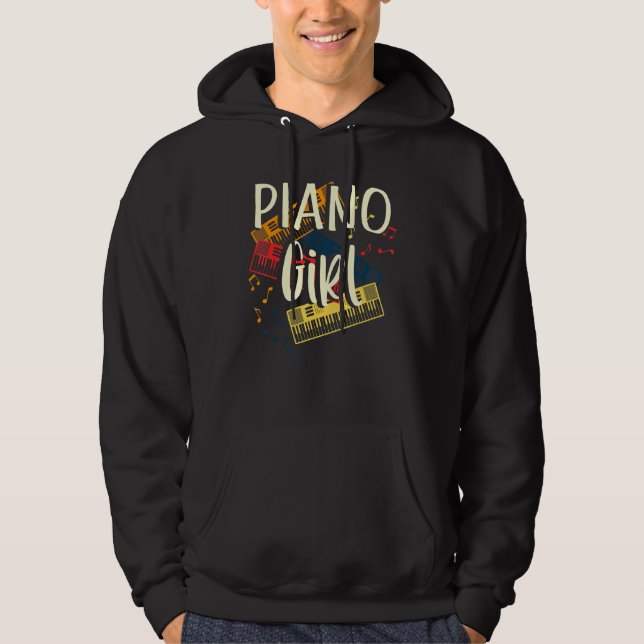 Piano Girl Pianist Hoodie (Framsida)