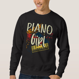 Piano Girl Pianist Lång Ärmad Tröja