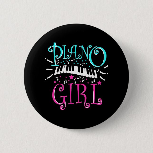 Piano Girl Pianist Musik noter Knapp (Framsida)