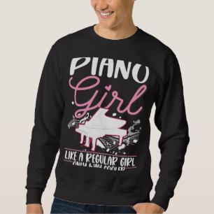 Piano Girl Pianist Piano Player Lång Ärmad Tröja