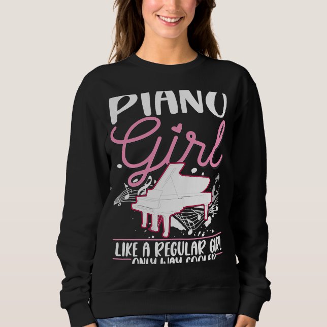 Piano Girl Pianist Piano Player T Shirt (Framsida)