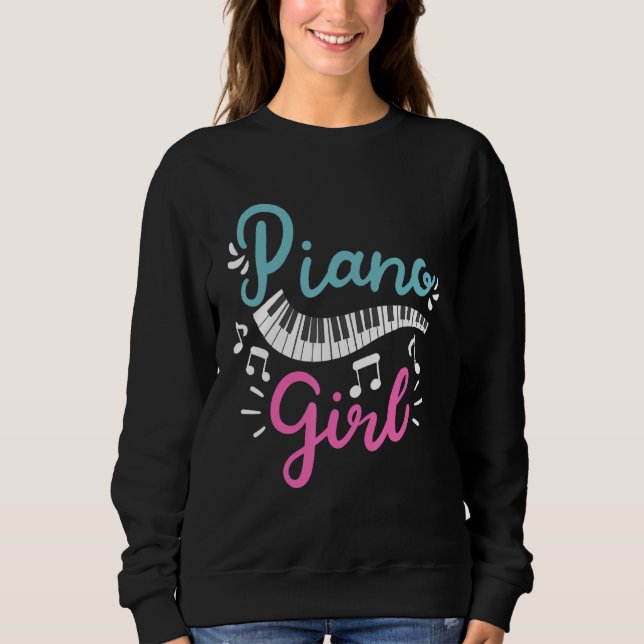Piano Girl Pianist Piano Player Tangentbord T Shirt (Framsida)