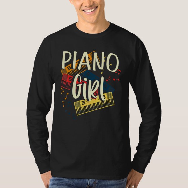 Piano Girl Pianist T Shirt (Framsida)