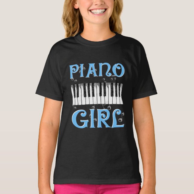 Piano Girl Shirt for Musician Pianist Music Älskar T Shirt (Framsida)