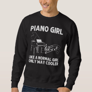 Piano Girls Kids Music Piano Player Pianist Lång Ärmad Tröja