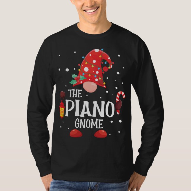 Piano Gnome Matching Family Jul Gnome Pa T Shirt (Framsida)