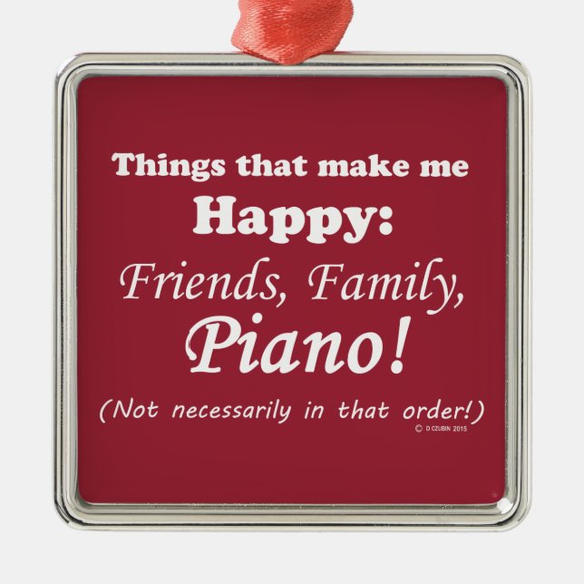 Piano gör mig Lycklig Julgransprydnad Metall (Framsidan)