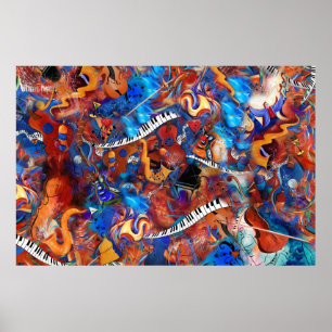 Piano Guitar Saxophone Music Galenhet Poster