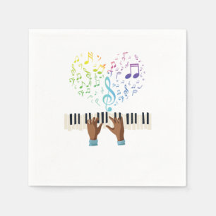 Piano Heart Musik noter Treble Clef Piano Tangentb Pappersservett