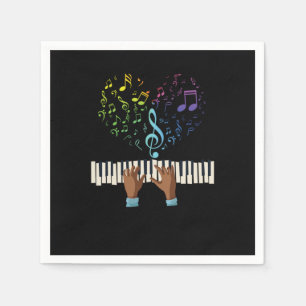 Piano Heart Musik noter Treble Clef Piano Tangentb Pappersservett
