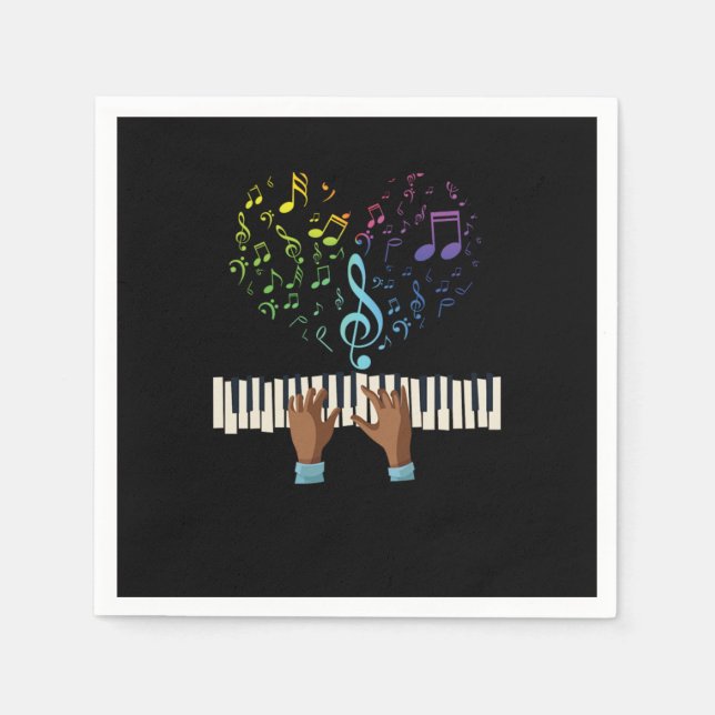 Piano Heart Musik noter Treble Clef Piano Tangentb Pappersservett (Framsidan)