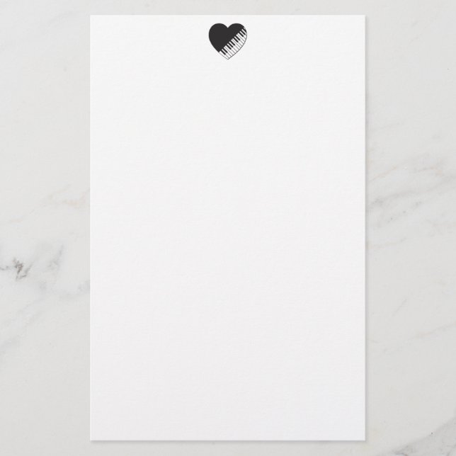 Piano Heart Stationery Brevpapper (Framsida)