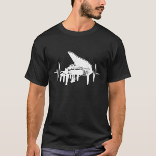 Piano Heartslag Shirt Älskare Pianist Tangentbord T