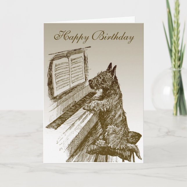 Piano Hund Birthday Card 2 Kort (Framsida)