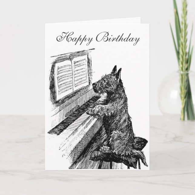 Piano Hund Birthday Card Kort (Framsida)