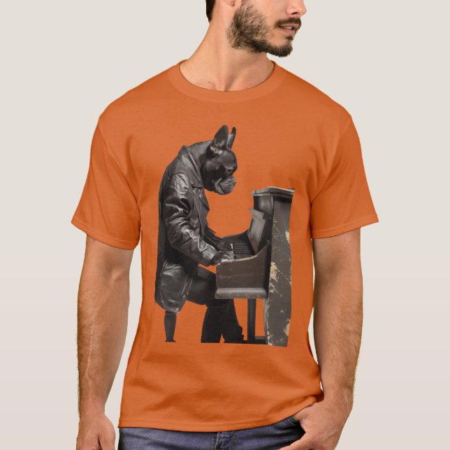 Piano Hund vänner roliga T Shirt (Framsida)