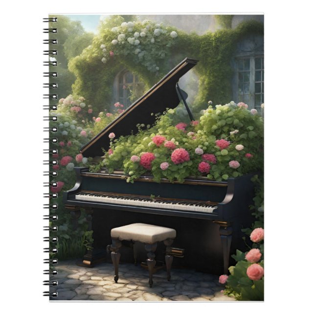 Piano i Bloom-trädgårdsmålning Anteckningsbok (Framsidan)